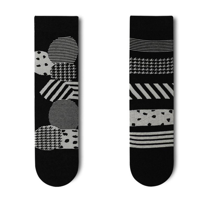 Glad Xvan Crew Socks Personality Street Trend Retro Autumn Winter Stockings Mismatched AB Socks